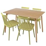 【アウトレット品】 ダイニングセット 選べるカラーバリエーション 15通り リプロダクト ポリプロピレン素材 4人掛け 幅120cm テーブル/ナチュラル チェア/イエロー