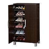 クロシオ ツードア シューズボックス 幅60cm ブラウン 木製 おしゃれ 扉付き 靴箱