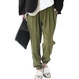 [n'OrLABEL] オシャレウォーカー【美シルエットテーパードレギパン】レディース レギパン ストレッチ osharewalker ロングパンツ きれいめ オフィス ゆったり 着痩せシンプル 無地 通勤 通学 カラーパンツ pfn0204 (カーキ, L)