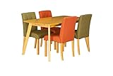 フェリス ダイニングセット テーブルセット 4人掛 (グリーン×オレンジ)