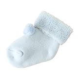 (靴下屋)kutsushitaya ベビー ボンボン付き折り返しソックス サックス