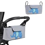 Percy’s Caravan ベビーカー バッグ ドリンクホルダー おむつポーチ 哺乳瓶 簡単取付 車 ヘッドレスト 撥水 動物 (ゾウ（青）)