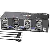 2 Displayport + HDMI USB 3.0 KVMスイッチ 3モニター 3コンピューター、8K@60Hz、4K@144Hz トリプルモニターKVM、4 USB 3.0ポート、KVMトリプルモニターキーボードマウススイッチャー、KVMケーブル付属