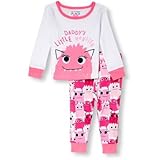 THE CHILDREN'S PLACE(ザ・チルドレンズプレイス) グラフィック トップ&モンスター プリント パンツ パジャマ セット ホワイト スリープウェア 9～12ヶ月【並行輸入】