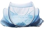 折りたたみ ワンタッチ ベビーベッド 蚊帳付き 虫よけ ベビー蚊帳 (ブルー)