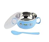 赤ちゃん食べる道具ホーム子供たちはハンドルと蓋のボウル+スプーンで料理