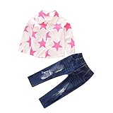 Brightup女の子のシャツとジーンズ、秋、長袖のシャツ・ブラウスとデニムパンツ