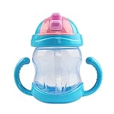 Nice Days（ナイス　ディズ）　ベビー用　ハンドル付ストローカップ　カラフル　ピンク＆ブルー＆グリーン　漏れない (ブルー)