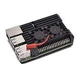 Unistorm ラズベリーパイ3モデルB /モデルB +用デュアル冷却ファンメタルケース付きブラックアルミシェル