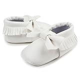 ゴシレ Gosear かわいい タッセルスタイル ソフトレザー 乳児の赤ちゃん ベビー女靴 合う 赤ちゃん 0ヶ月から6ヶ月 蝶結び シューズと ソフトソール 白色 サイズ11