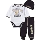NFL新しいOrleans Saints Baby Boyボディスーツ、Footedパンツ&キャップ ブラック
