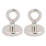 uxcell アイボルト マグネット 強力 81kg ベース径48mm 高さ56mm A3鋼 2枚入り