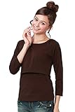 Sweet Mommy デコルテすっきり 授乳Tシャツ ストレッチコットン すっきりネックライン ラグラン 【8分丈】 授乳服 / マタニティウェア S モカ