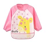 (ラボーグ)La Vogue ベビー 食事用 長袖 エプロン 子供 幼児 スモック ポケット 赤ちゃん よだれかけ ビブ スタイ 男の子 女の子 幼稚園 入園 可愛い ピンク S