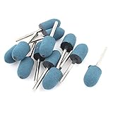 uxcell ゴム砥石 3mmシャンク 12mmコーンヘッドブルーラバー研磨