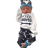 AmazingDeal 子供服 女の子 長袖 春秋冬 ルームウェア ストライプ 帽子付け 上下セット３点 綿製品 衣装 シンプルで可愛い (90（９-１２ヵ月）)