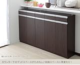 【日本製・完成品】 カウンター下収納 上段引出しタイプ 幅60/90/120×奥行29.5×高さ89ｃｍ　鏡面ホワイト/木目ダークブラウン 突っ張り棒付 ＦＡＸ台 (ダークブラウン, 60H)