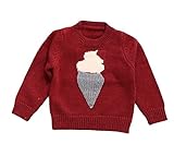 Plus Nao(プラスナオ) 子供用 ニット セーター 長袖 クルーネック ラウンドネック ラグランスリーブ コットン ポケット付き ソフトクリーム柄 男の子 女の子 ベビー キッズ 80 90 1