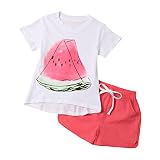 2pcs / Set Toraway幼児子供ベビー女の子スイカPtinted Tシャツ+ Shorts Clothes Outfit カラー: レッド