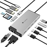 2024 最新バージョン Displaylink アダプター トリプルモニター HDMI ディスプレイ ドッキングステーション MacBook M1/M2/M3/Windows用 USB C ノートパソコン コンピューター ドッキングステーション HDMIスプリッター エクステンダー VGA USB 3.0 イーサネット。