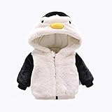 Lucaso 子供服 女の子 男の子 キッズ服 長袖 トップス 幼児 ペンギン 裏起毛 リボン フード付き 着ぐるみ オシャレ 可愛い カジュアル 人気 コート アウター 上着 通園 普段着 防風 防