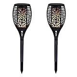 ソーラー96 LEDちらつき炎トーチライト防水屋外風景の装飾庭園用