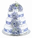 Bloomers Baby Diaper Cake Classic Blue Hydrangea 3-Tier by Bloomers
