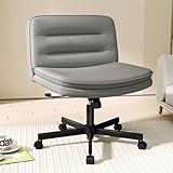 COMHOMA デスクチェア あぐら ソファチェア オフィスチェア グレー 疲れない椅子 90°~130°ロッキング角度 肘掛けなし 座面広