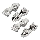 uxcell　ワイヤークリップケーブルクランプ　4個入り　304ステンレス鋼　2ポスト　2mm 直径