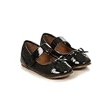 Kids夢ベビー女の子ブラックキルト風リボンストラップメアリージェーンドレスシューズ3 – 4 Baby カラー: ブラック