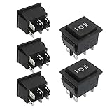 ロッカースイッチ，SODIAL(R) 5x 6ピンDPDT　黒いボタン　オン/オフ/オンロッカースイッチ AC 250V/15A 125V/20A