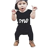 AmazingDeal 子供服 ロンパース ベビー爬行服 男の子 ジャンプスーツ ルームウェア カバーオール　無袖 春秋 夏装 綿製品 連体衣装 可愛い 黒 (90（12～18ヵ月）)