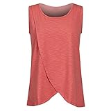 授乳Tシャツ Hosam マタニティウェア Tシャツ 袖なし タンクトップ 春 夏 おしゃれ 無地 授乳 産前 産後 妊婦 (M, レッド)