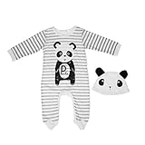 Bestjpshop 2018 子供服　ベビー服 長袖 2点セット（ロンパース+帽子)可愛いパンダ 幼児　肌着　赤ちゃん　新生児パジャマ　ロンパース　カバーオール　出産祝い/プレゼント　四季兼用