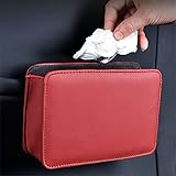 TOKOSIO 車用ゴミ箱 車用収納ケース 多機能車ゴミ箱 レザー 車用収納ケース ソフトゴミ箱 ドア収納 小物入れ 大容量 後部座席収納 簡単開閉 省スペース 耐久性 運転席用 対応 デスクも適用 レッド