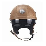 DGF ヘルメットオートバイハーレーレトロハーフヘルメット夏期ペダル機関車クルーズヘルメットシーズンズ男性と女性のヘルメット (色 : Light brown)
