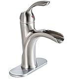 Eyekeeper シングルハンドル 真鍮 バスルーム 蛇口 ブラッシュドニッケル 洗面台 ミキサータップ 6136N