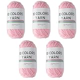 すみれcraftショップ 「30 COLORS YARN」 コットン アクリル 毛糸 一玉約50g 120m 単色5玉セット 編み物 (18.ピンク)