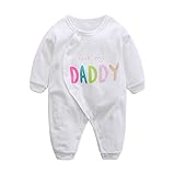 エルフ ベビー(Fairy Baby)新生児服 カバーオールロンパース 前開き 長袖 四季兼用 可愛い ホワイト パパ 80cm (95)