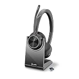 【Amazon.co.jp限定】Poly ワイヤレスヘッドセット Voyager 4320 (国内正規品) Bluetooth USB-C ドングル付 充電スタンド付 ノイズキャンセリング マイク付き 軽量 【2年間メーカー保証】 ワイヤレスイヤホン ブルートゥース windows mac Chrome Web会議用 (旧 プラントロニクス ポリコム HP) 両耳 8G109AA