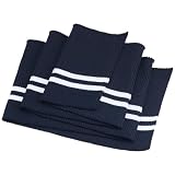 BENECREAT 2点 リブ生地 リブニット 白いストライプ 袖口用リブ生地 95x14.5x0.15cm 野球スポーツ服裾 ウエストバンド ネックライン トリム リブ生地 布 袖口 DIY 手芸 プルシアンブルー
