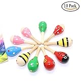 10pcs新しい木製Maraca木製Rattles Egg ShakerキッズMusicalパーティーFavor Kid Baby Shaker砂ハンマーおもちゃby ID、ランダムで送信