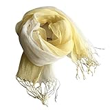 [Dolly Para] レディース 麻マフラー 夏リネン ストール スカーフ ナチュラル清涼 グラティーション色変わる (レモン色)