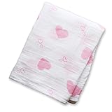 lulujo Muslin Cotton Swaddling Blanket- Hearts by lulujo Baby