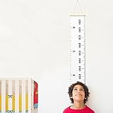 赤ちゃん成長チャートHanging定規部屋装飾壁の装飾取り外し可能なキャンバスLarge高さ測定テープ木製フレームforベビー乳児幼児子供用大人用保育園寝室教室79 " x7.9 " L ホワイト T
