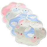 HUHU スタイ ビブ よだれかけ コットン100% 柔らかい スナップ 4枚セット 6重ガーゼ (セットA)