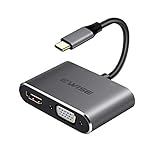 Ewise 変換アタプター 【USB-C to hdmi&vga 2-in-1 HUB】HD画質 同時出力 在宅勤務 テレワーク Macbook Galaxy S8 LenovoYoga5pro DELL XPS13など対応