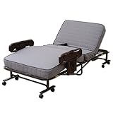 山善(YAMAZEN) 電動スプリング折りたたみベッド 手すり付 グレー ELB-7(GY)