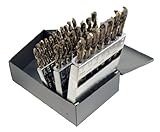 Cleveland C00986 26 Piece Cobalt Aircraft NAS907 Type J Heavy-Duty Jobber Length Drill Bit Set, Gold