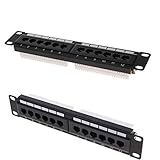 B Baosity 12ポート　CAT5eパッチ　パネル　表面/壁掛け　ブラケット　UTP LANイーサネット　10in